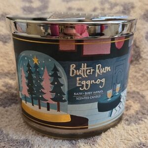 Bath & Body Works Butter Rum Eggnog 3 Wick Candle- New
